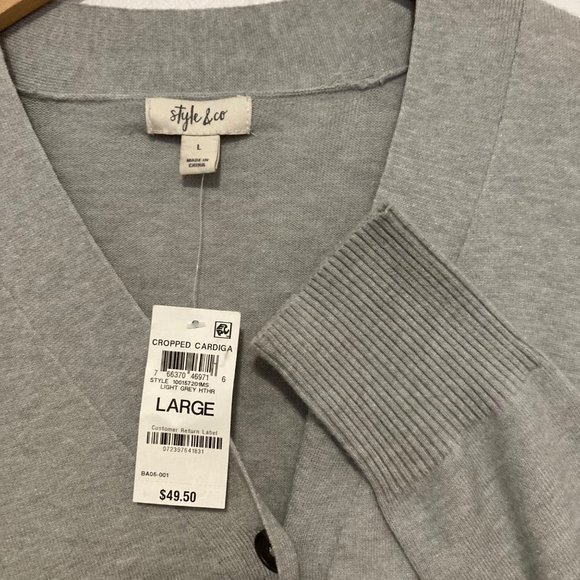 STYLE & CO Cropped Button gray Cardigan size varius casual NWT - Picture 8 of 9